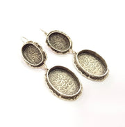 Earring Blank Base Settings Silver Resin Cabochon Base inlay Blank Mountings Antique Silver Plated Brass (25x18+18x13mm blank) 1 pair G15267