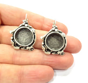 Earring Blank Base Settings Silver Resin Cabochon Base inlay Blank Mountings Antique Silver Plated Brass (15mm blank) 1 pair G15360