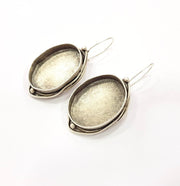 Earring Blank Base Settings Silver Resin Cabochon Base inlay Blank Mountings Antique Silver Plated Brass (30x22mm blank) 1 pair G17054