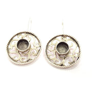 Earring Blank Base Settings Silver Resin Cabochon Base inlay Blank Mountings Antique Silver Plated Brass (10mm blank) 1 pair G15271