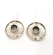 Earring Blank Base Settings Silver Resin Cabochon Base inlay Blank Mountings Antique Silver Plated Brass (10mm blank) 1 pair G15271