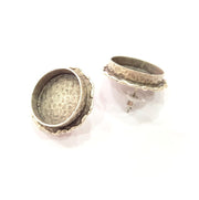 Earring Blank Base Settings Silver Resin Cabochon Base inlay Blank Mountings Antique Silver Plated Brass (20mm blank) 1 pair G15272