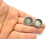 Earring Blank Base Settings Silver Resin Cabochon Base inlay Blank Mountings Antique Silver Plated Brass (20mm blank) 1 pair G15272