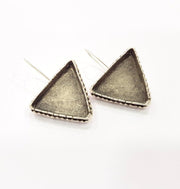 Earring Blank Base Settings Silver Resin Cabochon Base inlay Blank Mountings Antique Silver Plated Brass (25x25mm blank) 1 pair G15362