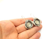Earring Blank Base Settings Silver Resin Cabochon Base inlay Blank Mountings Antique Silver Plated Brass (15mm blank) 1 pair G15276