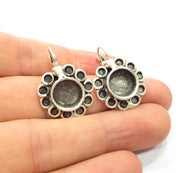Earring Blank Base Settings Silver Resin Cabochon Base inlay Blank Mountings Antique Silver Plated Brass (10mm blank) 1 pair G15277