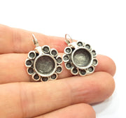 Earring Blank Base Settings Silver Resin Cabochon Base inlay Blank Mountings Antique Silver Plated Brass (10mm blank) 1 pair G15277