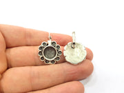 Earring Blank Base Settings Silver Resin Cabochon Base inlay Blank Mountings Antique Silver Plated Brass (10mm blank) 1 pair G15277