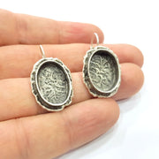 Earring Blank Base Settings Silver Resin Cabochon Base inlay Blank Mountings Antique Silver Plated Brass (18x13mm blank) 1 pair G15278