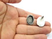 Earring Blank Base Settings Silver Resin Cabochon Base inlay Blank Mountings Antique Silver Plated Brass (18x13mm blank) 1 pair G15279