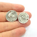 4 Coin Charm Silver Charm Antique Silver Plated Metal (22 mm)  G15281