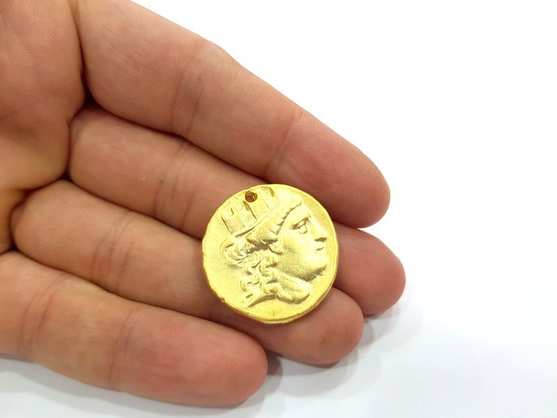 Gold Coin Charms Gold Charms Gold Plated Charms  (28 mm)  G15288