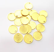 10 Gold Round Charms Gold Plated Charms  (11 mm)  G15293