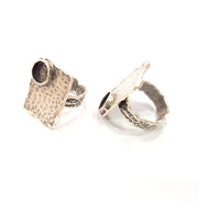 Silver Ring Setting Resin Ring Blank Cabochon Base inlay Ring Mounting Adjustable Ring Base Bezel (8 mm) Antique Silver Plated Brass G15298