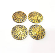 4 Hammered Round Charms Antique Bronze Charm Antique Bronze Plated Metal  (20mm) G15300