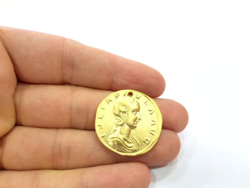 2 Coin Charms Gold Charms Gold Plated Charms  (29 mm)  G15305