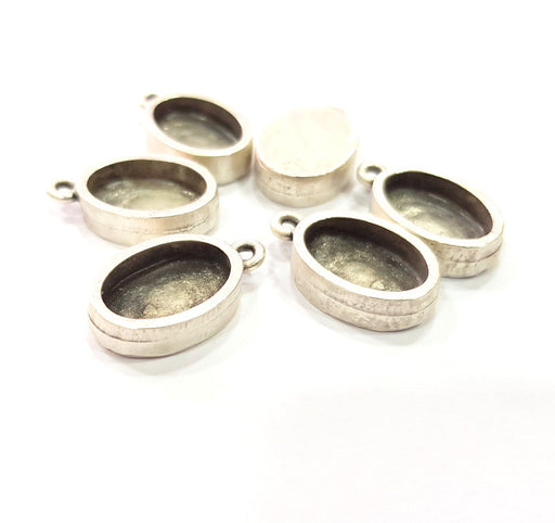 4 Silver Base Blank inlay Pendant Blank Base Resin Blank Mosaic Mountings Antique Silver Plated Metal (14x10mm blank )  G15265
