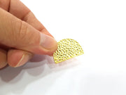 2 Hammered Semi Circle Connector Charms Half Moon Charms Gold Charms Gold Plated Charms  (30x20 mm)  G15306
