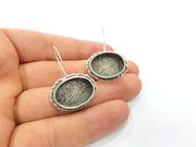 Earring Blank Base Settings Silver Resin Cabochon Base inlay Blank Mountings Antique Silver Plated Brass (20x15mm  blank) 1 pair G15311
