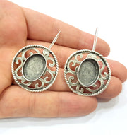 Earring Blank Base Settings Silver Resin Cabochon Base inlay Blank Mountings Antique Silver Plated Brass (18x13mm  blank) 1 pair G15364