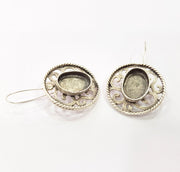 Earring Blank Base Settings Silver Resin Cabochon Base inlay Blank Mountings Antique Silver Plated Brass (18x13mm  blank) 1 pair G15364