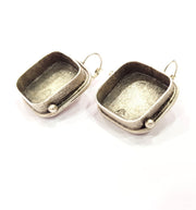 Earring Blank Base Settings Silver Resin Cabochon Base inlay Blank Mountings Antique Silver Plated Brass (20mm  blank) 1 pair G15313