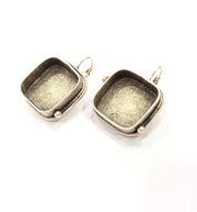 Earring Blank Base Settings Silver Resin Cabochon Base inlay Blank Mountings Antique Silver Plated Brass (20mm  blank) 1 pair G15313