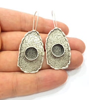 Earring Blank Base Settings Silver Resin Cabochon Base inlay Blank Mountings Antique Silver Plated Brass (10mm  blank) 1 pair G15314