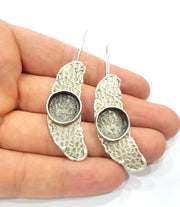 Earring Blank Base Settings Silver Resin Cabochon Base inlay Blank Mountings Antique Silver Plated Brass (14mm  blank) 1 pair G15319