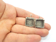 Earring Blank Base Settings Silver Resin Cabochon Base inlay Blank Mountings Antique Silver Plated Brass (14mm  blank) 1 pair G15320