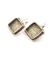 Earring Blank Base Settings Silver Resin Cabochon Base inlay Blank Mountings Antique Silver Plated Brass (14mm  blank) 1 pair G15320