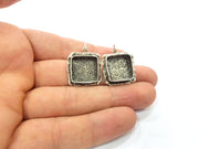 Earring Blank Base Settings Silver Resin Cabochon Base inlay Blank Mountings Antique Silver Plated Brass (14mm  blank) 1 pair G15320