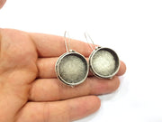 Earring Blank Base Settings Silver Resin Cabochon Base inlay Blank Mountings Antique Silver Plated Brass (24mm  blank) 1 pair G15324