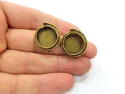 Earring Blank Base Settings Antique Bronze Resin Cabochon Base inlay Blank Mountings Antique Bronze Plated Brass (16mm  blank) 1 pair G15331