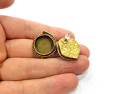 Earring Blank Base Settings Antique Bronze Resin Cabochon Base inlay Blank Mountings Antique Bronze Plated Brass (16mm  blank) 1 pair G15331
