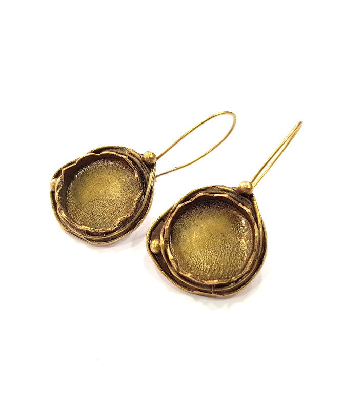 Earring Blank Base Settings Antique Bronze Resin Cabochon Base inlay Blank Mountings Antique Bronze Plated Brass (15mm  blank) 1 pair G15333