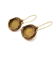 Earring Blank Base Settings Antique Bronze Resin Cabochon Base inlay Blank Mountings Antique Bronze Plated Brass (15mm  blank) 1 pair G15333