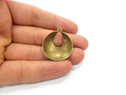 2 Hammered Round Charms Antique Bronze Charm Antique Bronze Plated Metal  (28mm) G15334