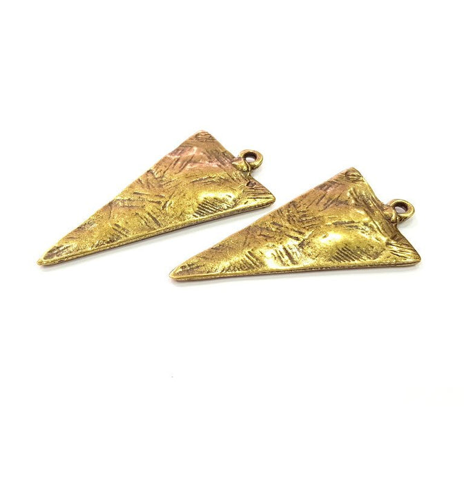 2 Geometric Triangle Charms Antique Bronze Charm Antique Bronze Plated Metal  (43x22mm) G15337