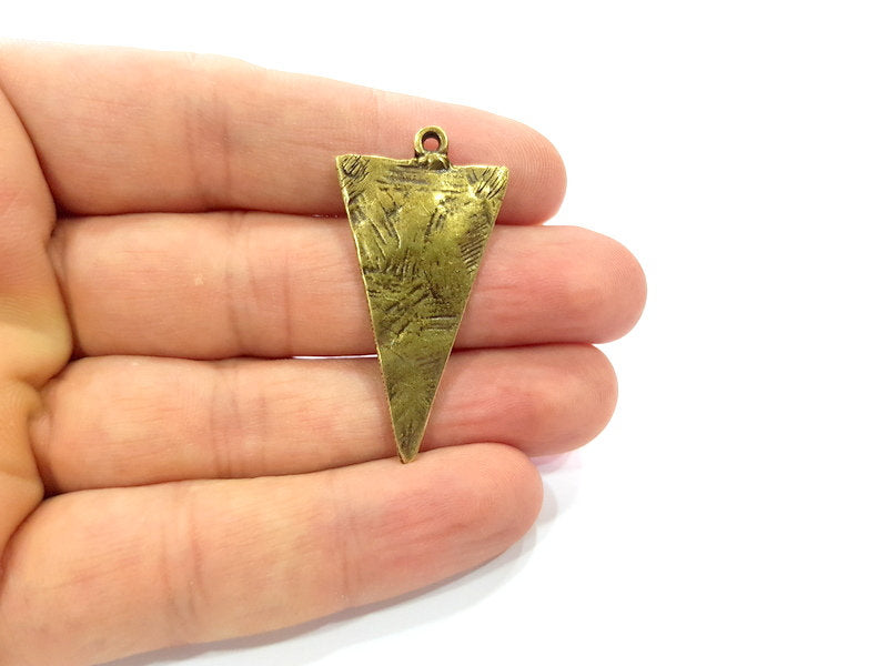 2 Geometric Triangle Charms Antique Bronze Charm Antique Bronze Plated Metal  (43x22mm) G15337
