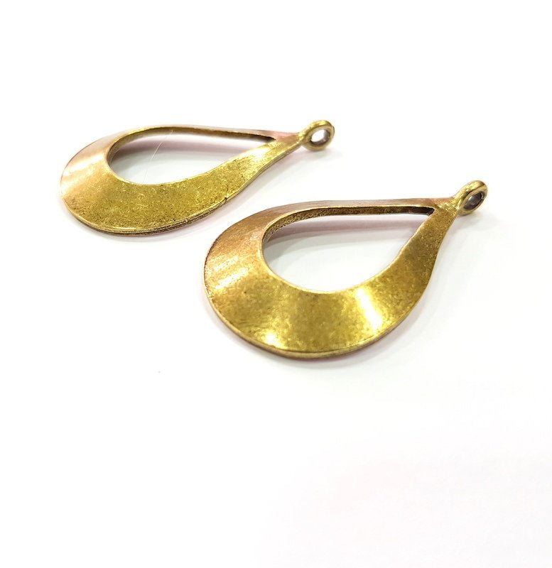 2 Drop Charms Antique Bronze Charm Antique Bronze Plated Metal  (40x24mm) G15338