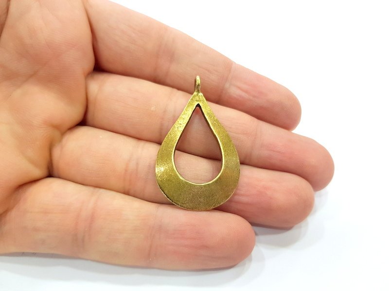 2 Drop Charms Antique Bronze Charm Antique Bronze Plated Metal  (40x24mm) G15338