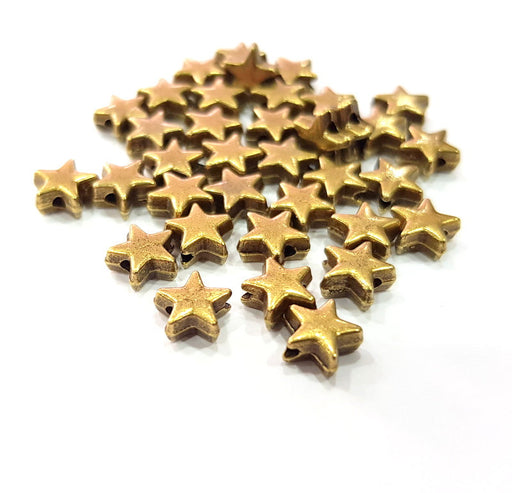 10 Star Beads Charm Antique Bronze Beads Antique Bronze Plated Metal (8mm) G15342