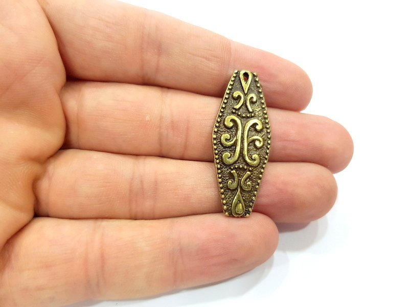 2 Antique Bronze Charm Antique Bronze Plated Metal  (38x15mm) G15343