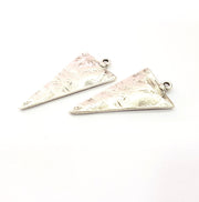 2 Triangle Charm Silver Charm Antique Silver Plated Metal (44x22 mm)  G15348