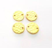 4 Gold Charms Gold Plated Hammered Stamp Round Charm Tag (10mm)   G14416