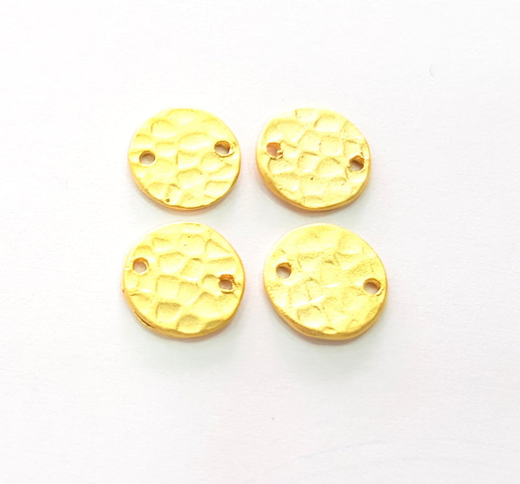 10 Gold Charms Gold Plated Hammered Stamp Round Charm Tag (10mm)   G14416