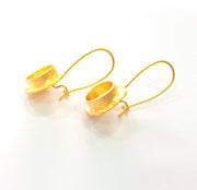Earring Blank Base Settings Gold Resin Blank Cabochon Bases inlay Blank Mountings Matte Gold Plated Brass (10mm blank ) 1 Set  G14418