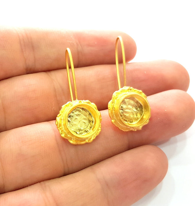 Earring Blank Base Settings Gold Resin Blank Cabochon Bases inlay Blank Mountings Matte Gold Plated Brass (10mm blank ) 1 Set  G14418