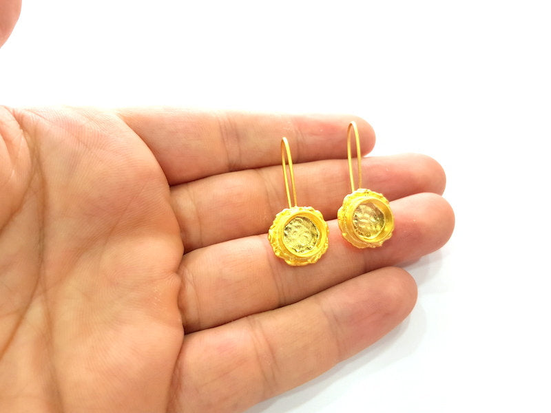 Earring Blank Base Settings Gold Resin Blank Cabochon Bases inlay Blank Mountings Matte Gold Plated Brass (10mm blank ) 1 Set  G14418